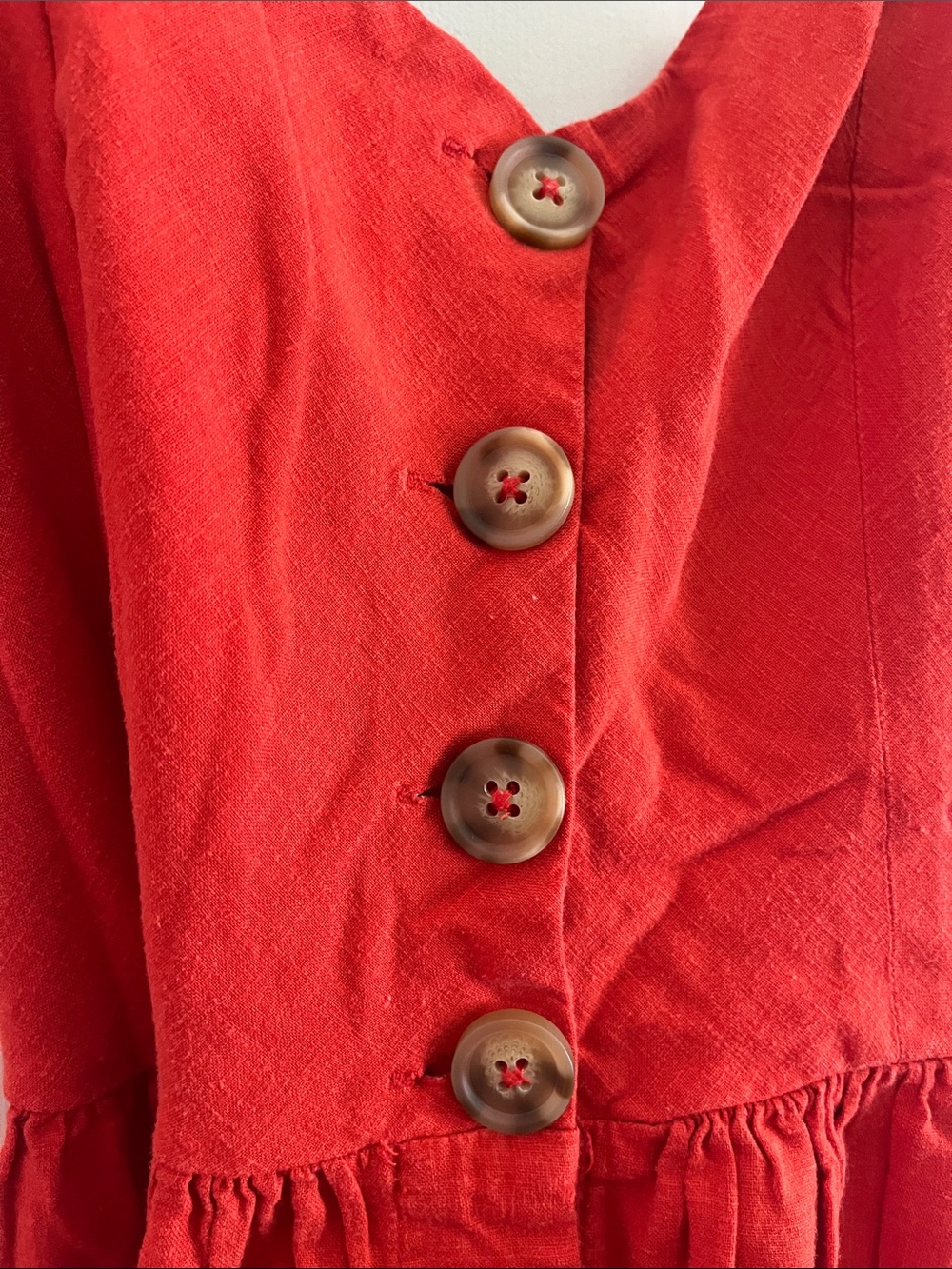 Urban Outfitters Orange/Red Linen Midi Dress in Small - Picture 6 of 8